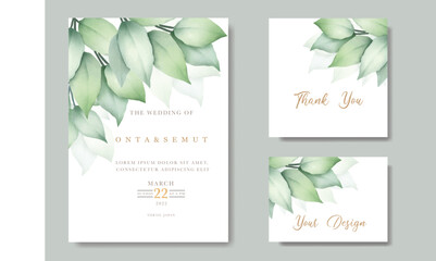 Beautiful leaves wedding card template