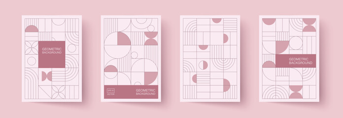 Trendy covers design. Minimal geometric shapes compositions. Applicable for brochures, posters, covers and banners.