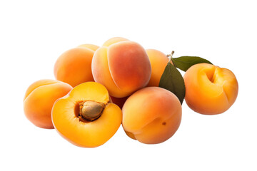 Stock photo of fresh Apricots on a pristine white isolated PNG