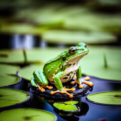 sad green frog contemplating life made with generative AI