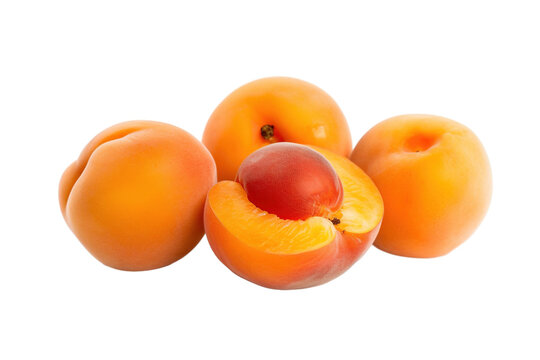 Stock photo of fresh Apricots on a pristine white isolated PNG