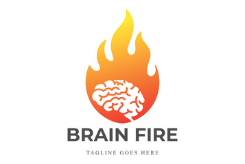 Colorful Modern Hot Smart Brain Fire Flame Logo Design