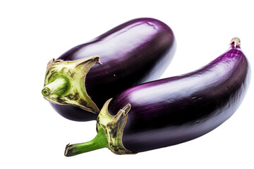 A bright and vibrant stock photo of fresh Aubergines isolated PNG