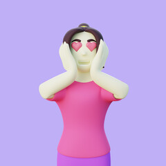 3d Illustration of Woman with Love in Her Eyes