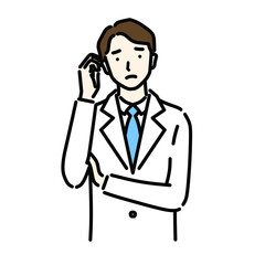 困った表情の白衣の男性