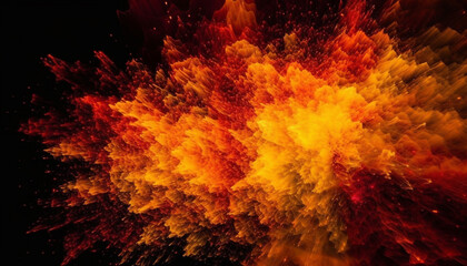 Fototapeta na wymiar Explosive fractal patterns ignite a vibrant, multi colored inferno backdrop generated by AI