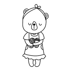 Cute cartoon mama bear maid, Mother bear animal concept