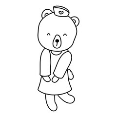 Cute cartoon mama bear nurse, Mother bear animal concept