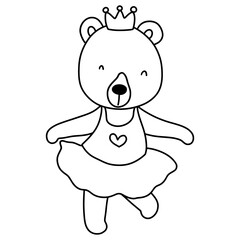 Cute cartoon bear ballerina, Mother bear animal concept