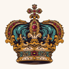 royal luxury gold king crown vintage badge vector illustration