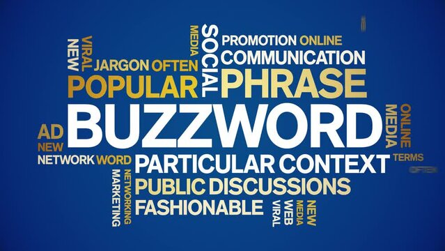 Buzzword animated tag word cloud;text design animation kinetic typography seamless loop.