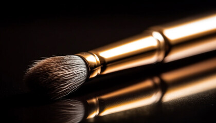 Shiny black eyeshadow adds elegance to beauty industry merchandise generated by AI