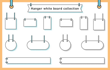 ハンギング ホワイトボード(影付き)のフレームセット　背景なしのベクターイラスト