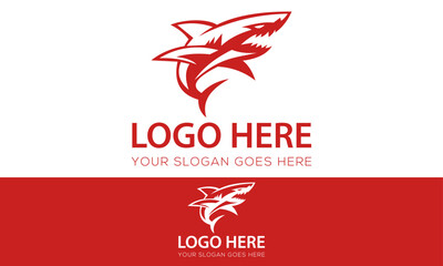 Red Color Luxury Wave Shark Logo Design