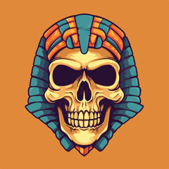 Skull head mummy anubis pharaoh god ghost vintage badge logo vector illustration