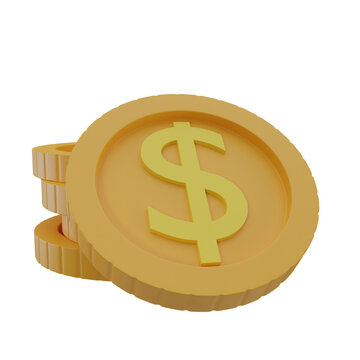 gold coin 3d symbol dollar