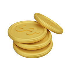 gold coin 3d symbol dollar