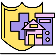 House Insurance Icon. Property Security Symbol. Line Filled Icon Style. Vector Stock