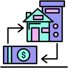 Mortgage Icon. Real Estate Investment Symbol. Line Filled Icon Style. Vector Stock