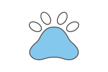 Paw print icon. two tone icon style, lineal color. Dog or cat paw print illustration. icon related to pet care. Simple vector design editable