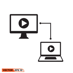 Icon vector graphic of Laptop connecting to monitor