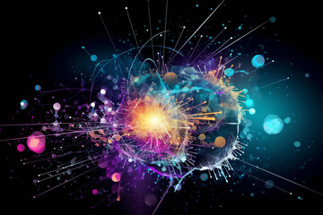 Obraz premium Quantum Technology Explosion Illustration, Generative AI