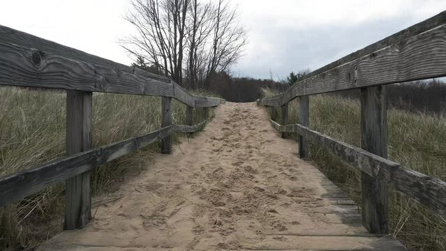 Sand mound blocking the old boardwalk path.