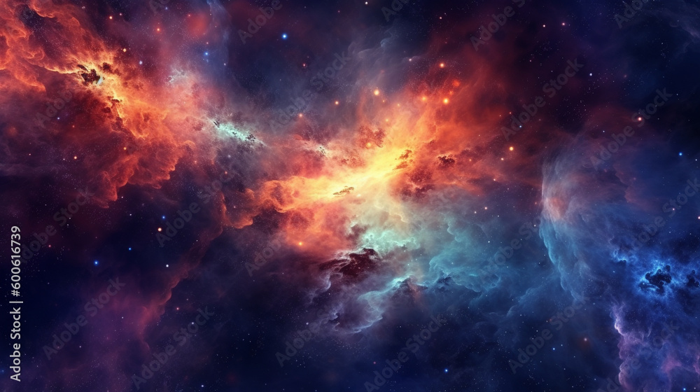 Wall mural generative ai, a nebula or galaxy theme for a space or science-oriented website design
