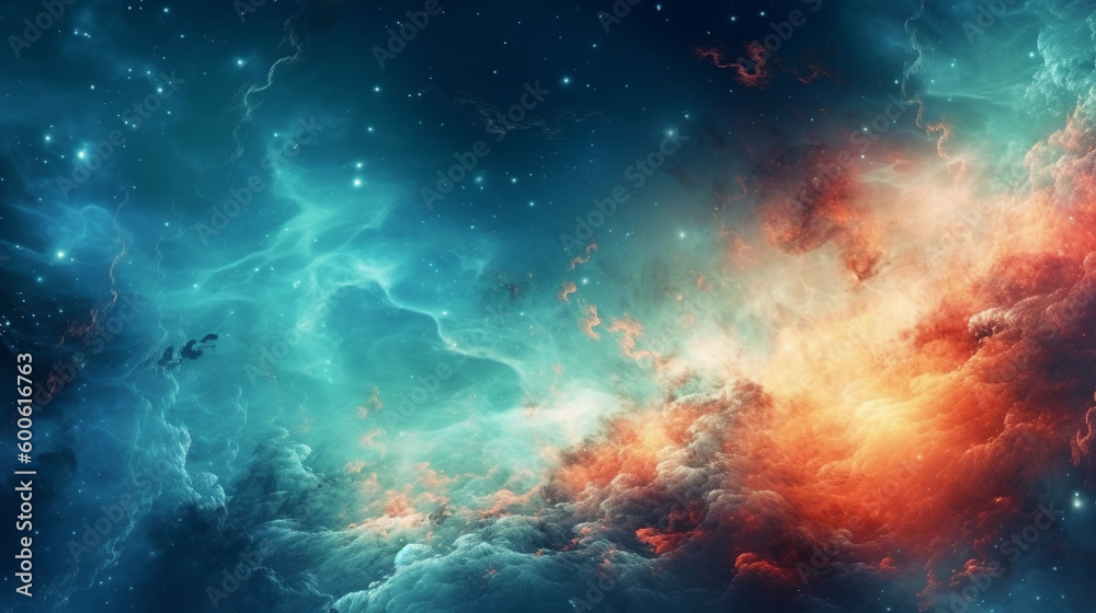 Wall mural generative ai, a nebula or galaxy theme for a space or science-oriented website design