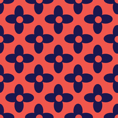Design of blue flowers on a red background
