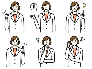 白衣の女性　ポーズセット（アイコン付き）