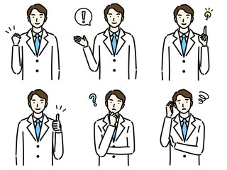 白衣の男性　ポーズセット（アイコン付き）