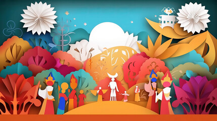 papercut background, generated AI technology