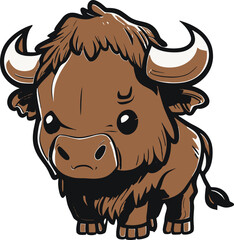 A Buffalo Cute , T-Shirt, Vector, Animal