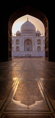 Taj Mahal through Archway Sunrise, Agra India