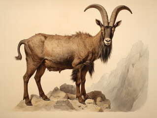A Naturalist Illustration of a Goat | Generative AI