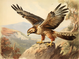 A Naturalist Illustration of a Hawk | Generative AI