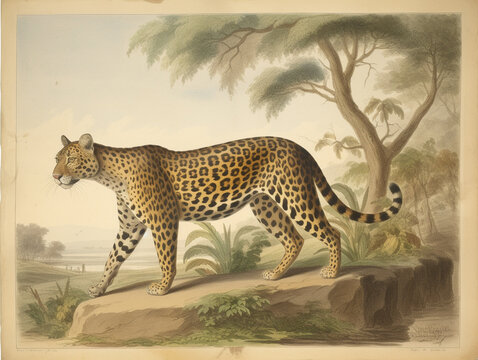 A Naturalist Illustration of a Leopard | Generative AI