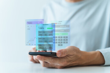 Growth and success idea of investment mutual fund.Stock market trading statistic chart or graph. Investor or trader earning, wealth or profit. Personal finance and invest strategy planning concept