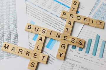 Business strategy, profit and market sales crosswords