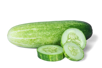 Cucumber slice isolated. Cucumber on white. Full depth of field. With clipping path	
