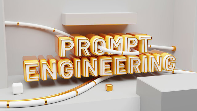 Prompt Engineering Banner. Futuristic concept for new career path. 3d illustration.