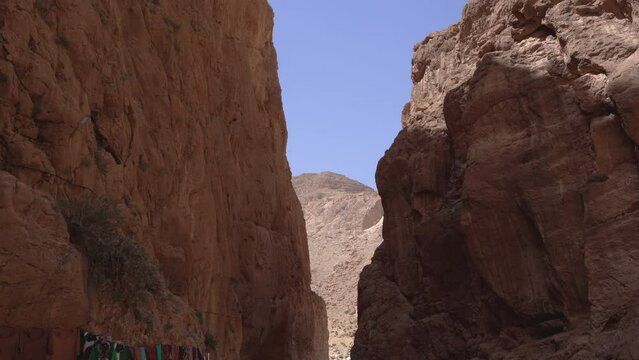 The Todra Gorge canyon formation in Morocco panoramic view of stone rock formation 