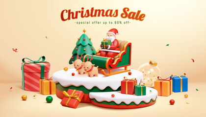 3D Festive Christmas sale poster