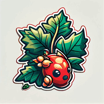 cute Redcurrant fruit character, cartoon, children book style, artistic, theme print design, for t-shirt print and case, Illustrator
