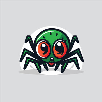 Spider, simple, cartoon, children book style, comic, flat character, artistic, Illustrator
