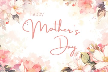 happy mother's day, flower in the background. Colorful, Card template, Concept of mothers day, mothers love, relationships  Created with Generative AI technology