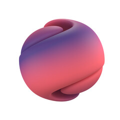 3d render of abstract pink and purple sphere isolated. Object on a transparent background