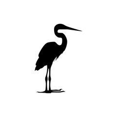 Obraz premium North American Snowy Egret icon in black fill silhouette mode. Top choice of animal vector illustration in trendy style. Editable graphic resources for many purposes.