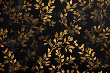 3d wallpaper golden branches leave, generate ai